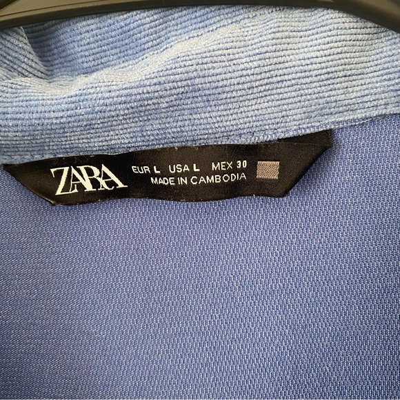 Zara Fine Waled Corduroy Shacket Sz Large Casual Preppy Cool Fall Spring School - Picture 7 of 9